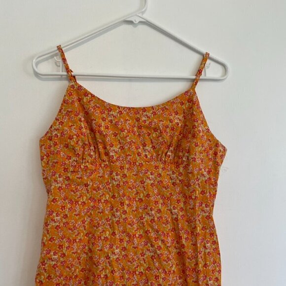 WILD FABLE Sleeveless Woven Bodycon Dress Orange Red Floral Mini Cotton Y2K 90s - Picture 5 of 15